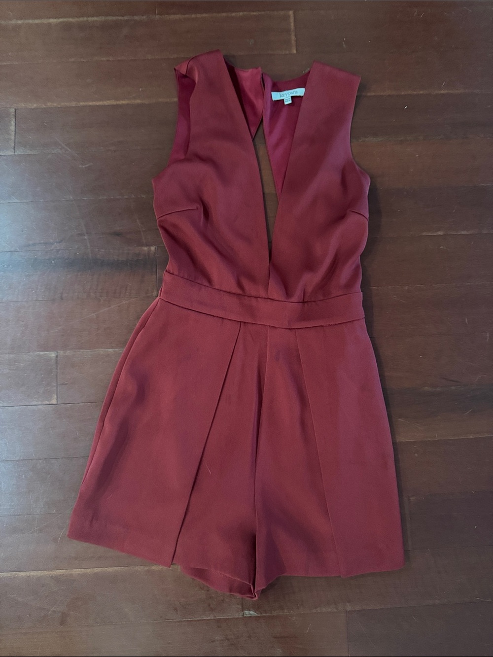 Lucy Paris Sleeveless Deep V Burgundy Romper